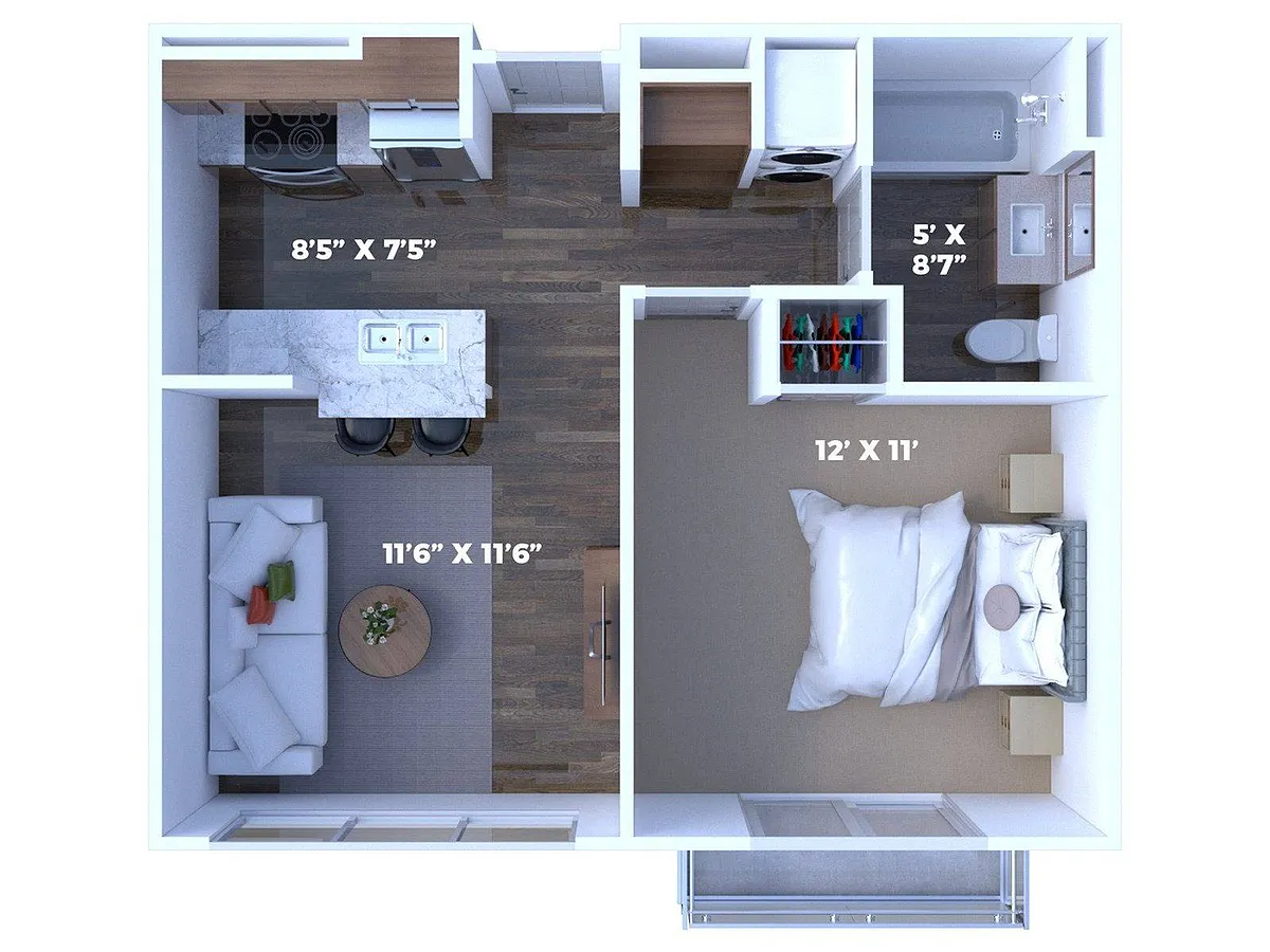 Floor plan 1 Bedroom/1 Bathroom