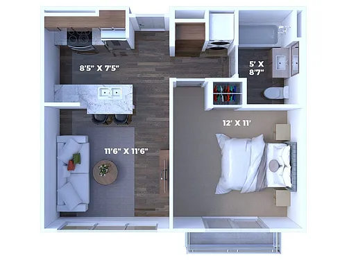 Floor plan 1 Bedroom/1 Bathroom