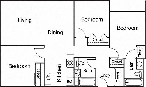 Floor plan 3 Bedroom 2 Bathroom A