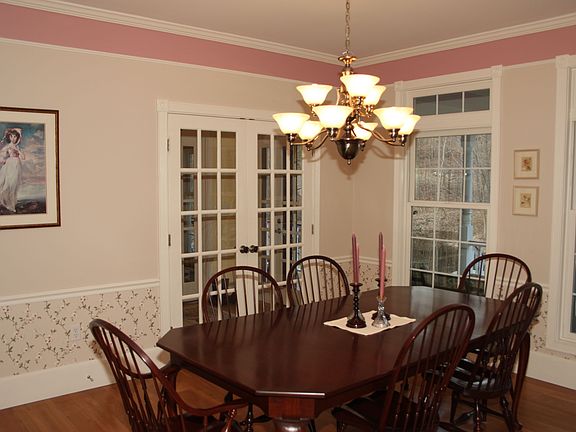 Formal Dining Room with American Cherry Floors and French Doors