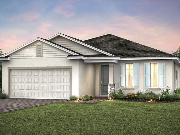 Home Exterior FM2C with shingle roof and decorative stone detail on entry column