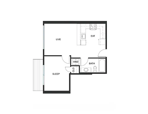 Floor plan 1x1 - A13 - Iron Flats