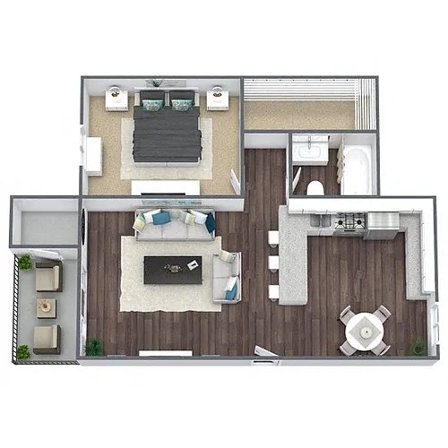 Floor plan A2: 1 Bed 1 Bath