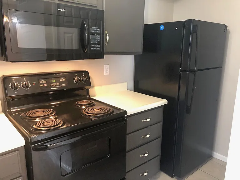 Dishwasher, Microwave, Oven/Range, Fridge provided