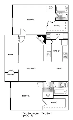 Floor plan 2 bedroom 2 bath