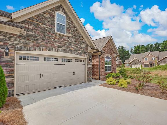 Stone veneer on garage face