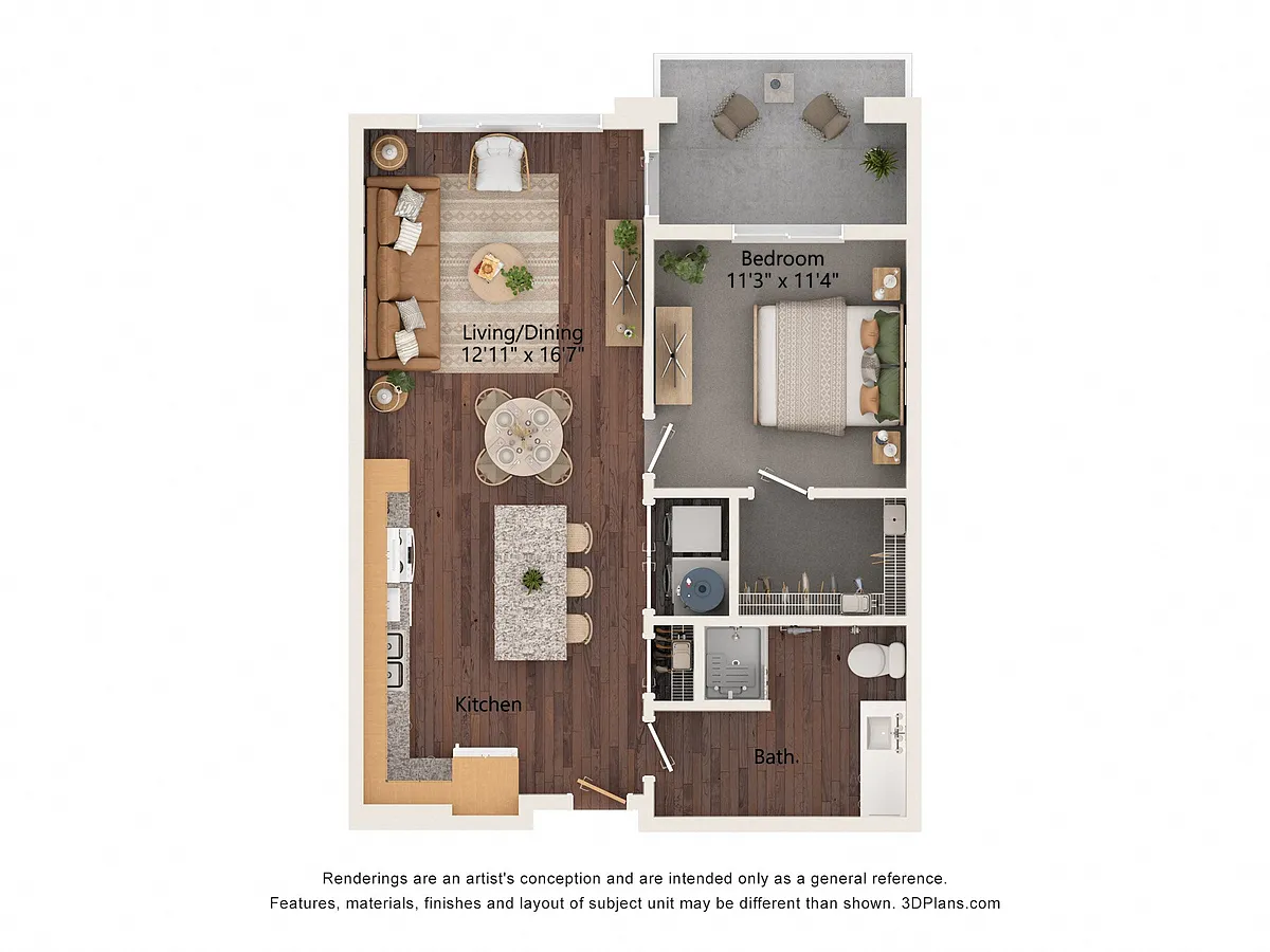 Floor plan 1AA (Wheelchair Accessible)