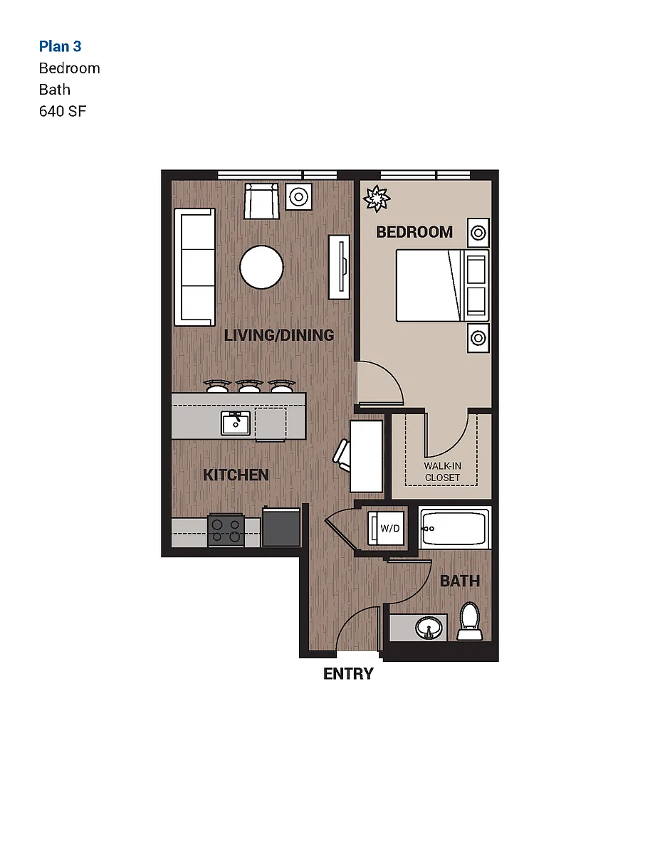Floor plan One Bedroom Plan 3