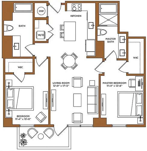 Floor plan 2 Bed/2 Bath-I