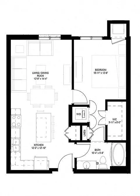 Floor plan One Bedroom - C