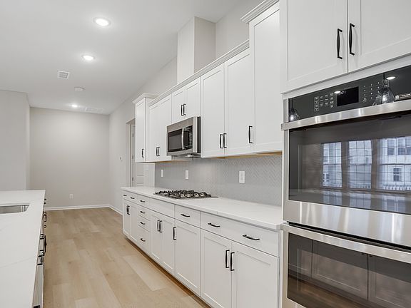 Stainless steel appliances in kitchen