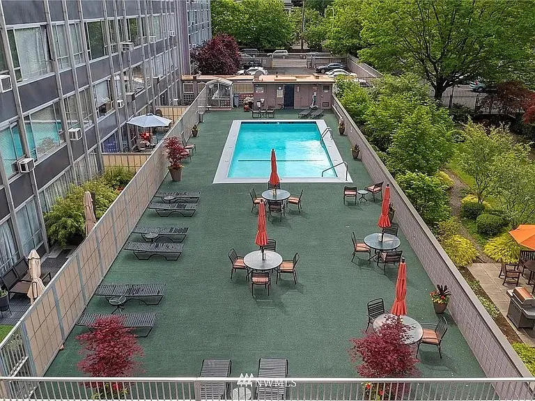 A rare outdoor pool in Seattle. It is heated and open for residents from May to October.