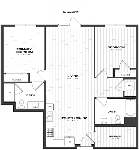 Floor plan 2 Bed/2 Bath-B2b