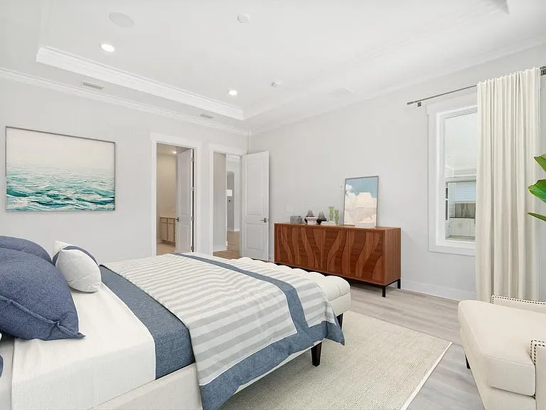 Master bedroom on 1st floor view to pool.
