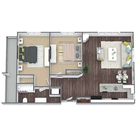 Floor plan B1: 2 Bed 1 Bath