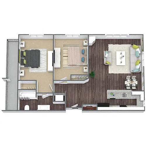 Floor plan B1: 2 Bed 1 Bath