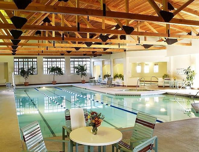 65 foot lap pool, hot tub, and hydrotherapy pools