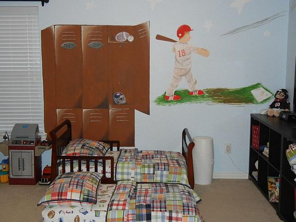 3rd bedroom has baseball theme.