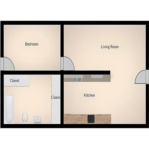 Floor plan 1 Bed 1 Bath