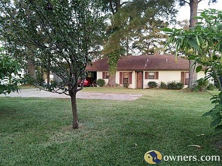 front view with angel trumpets, pear tree and plum tree.