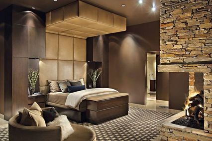 Contemporary Master Bedroom contemporary master bedroom with flush light & stone fireplace Contemporary Master Bedroom contemporary master bedroom with flush light & stone fireplace