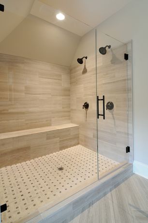 Contemporary 3/4 Bathroom with frameless showerdoor by Construction ...