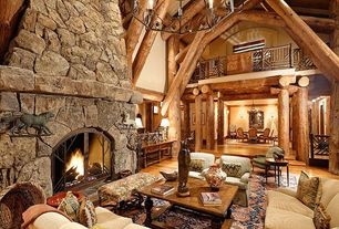 Rustic Great Room with Rock fireplace & Chandelier | Zillow Digs | Zillow