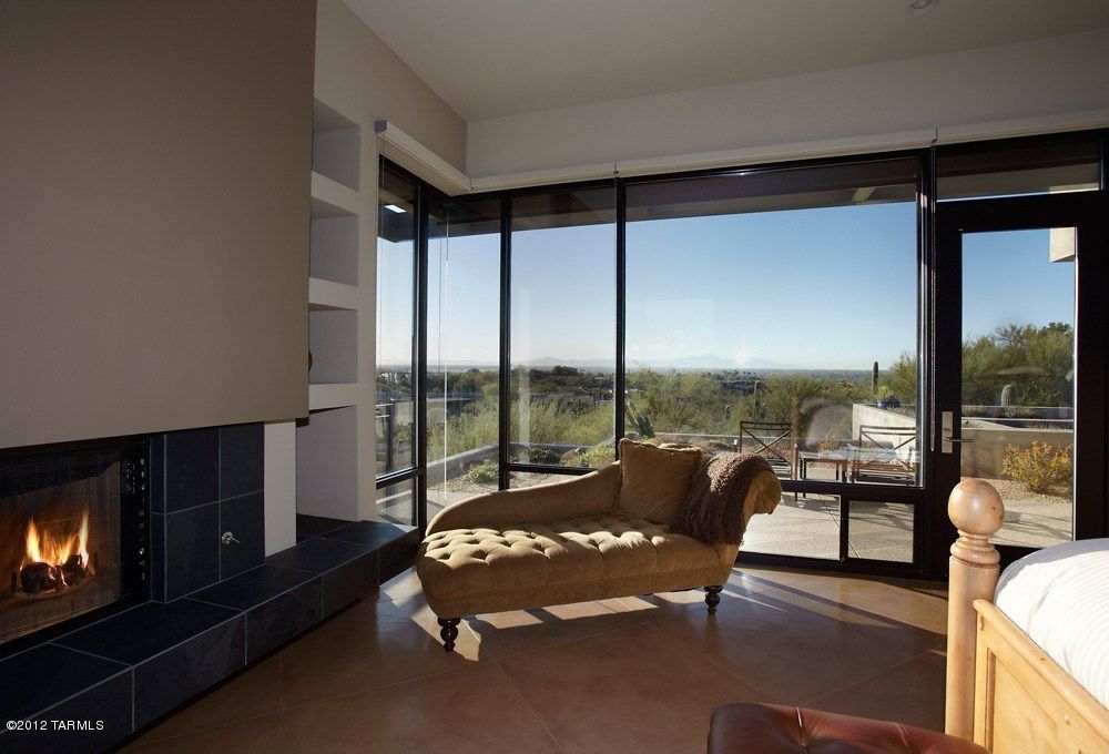 Modern Master Bedroom With Fireplace modern master bedroom with stone fireplace & travertine tile Modern Master Bedroom With Fireplace modern master bedroom with stone fireplace & travertine tile