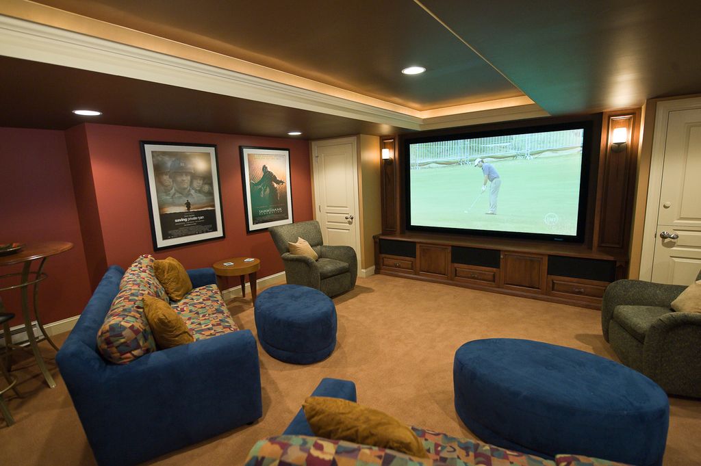 Home Theater with Builtin bookshelf & Wall sconce Zillow Digs Zillow