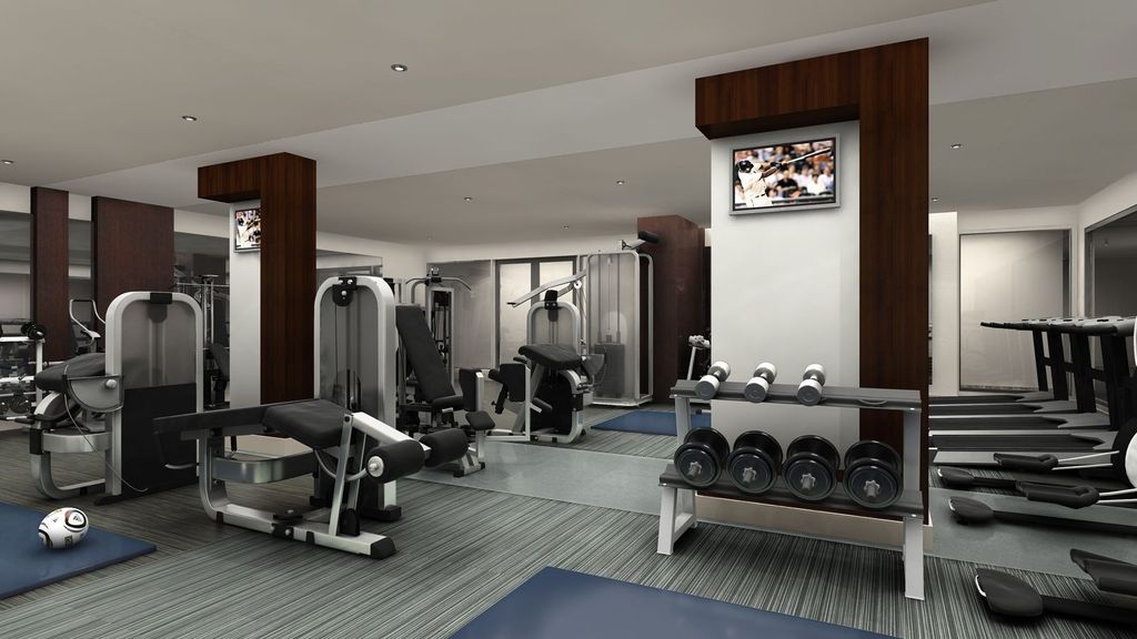 Contemporary Home Gym with Carpet & Columns Zillow Digs Zillow