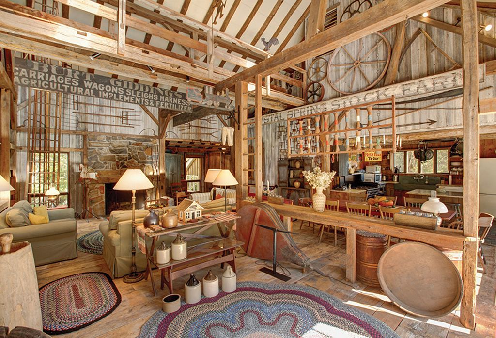 Rustic Great Room with Chandelier by The Corcoran Group Zillow Digs
