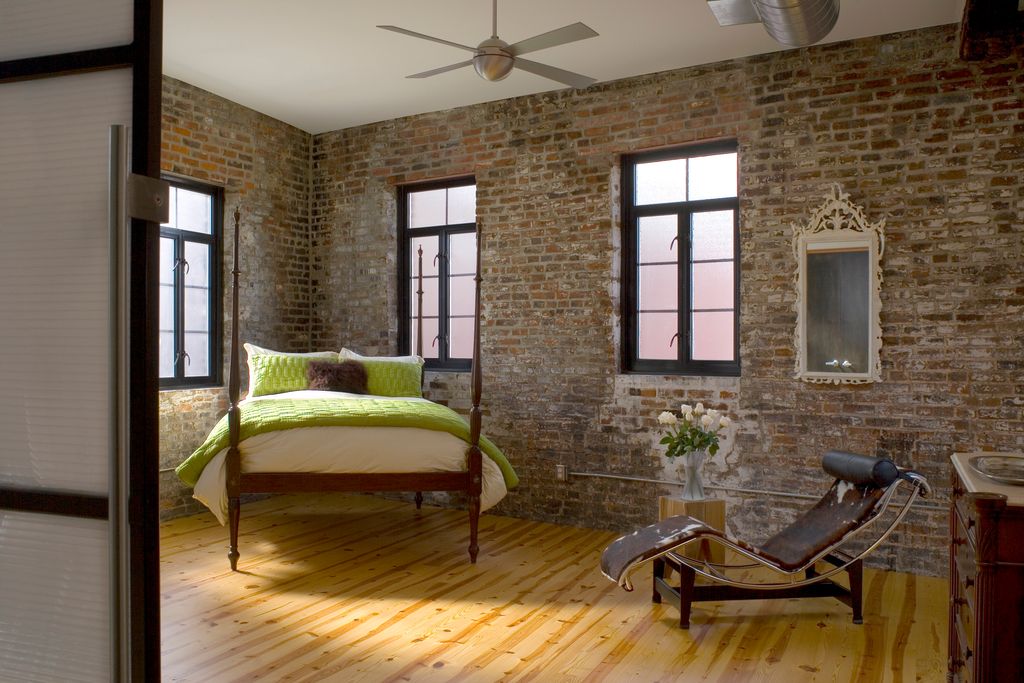 Brick Studio Apartment modern guest bedroom with exposed beamstudio durham architects Brick Studio Apartment modern guest bedroom with exposed beamstudio durham architects