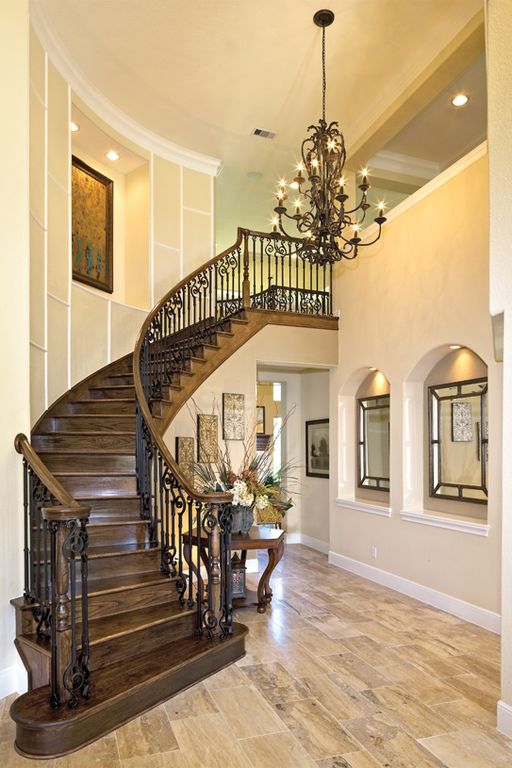 Contemporary Staircase with High ceiling & Crown molding | Zillow Digs ...