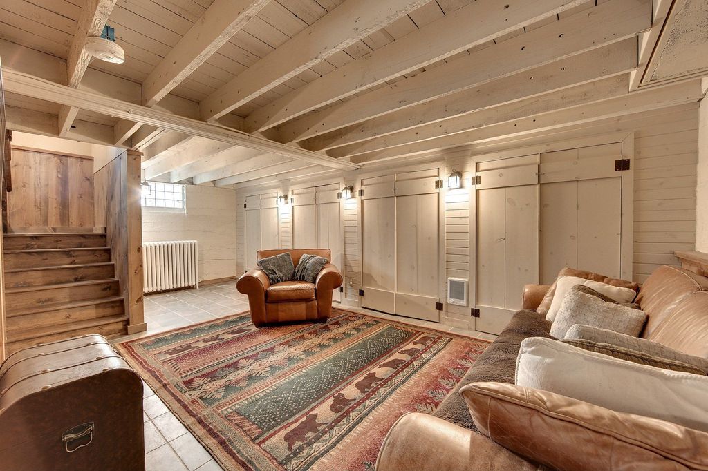 Rustic Basement with Wall sconce & Whitewashed exposed ...