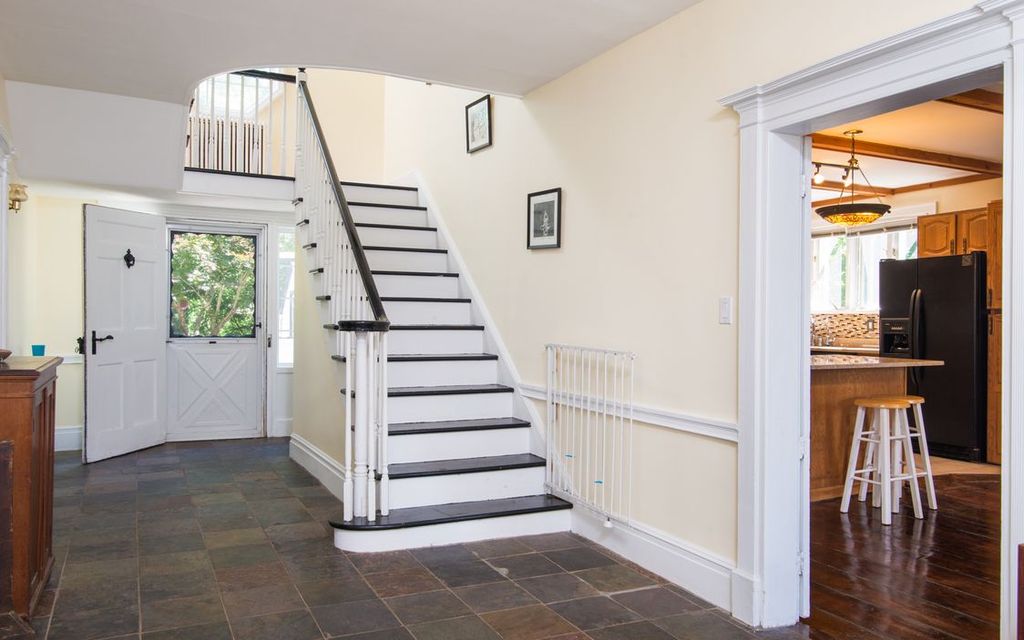 Chair Rail Entryway Part - 46: Traditional Entryway With Rustic Gold Slate Tile, Chair Rail, Slate Tile Floors, High