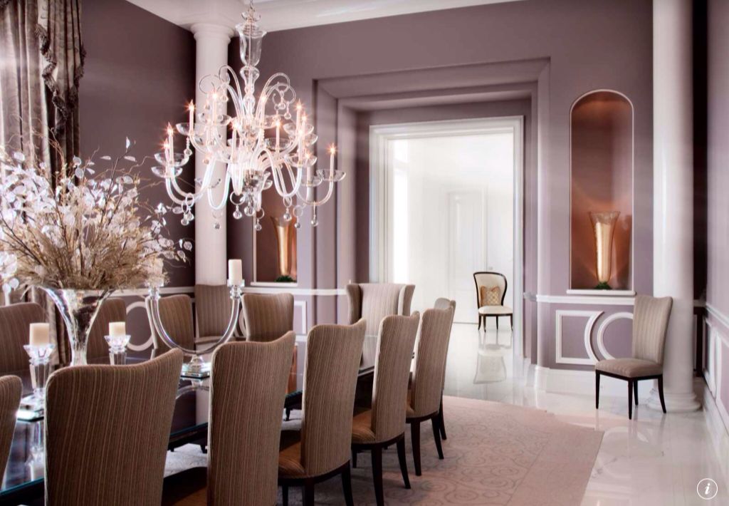 Art Deco Dining Room with Concrete floors & Chandelier | Zillow Digs