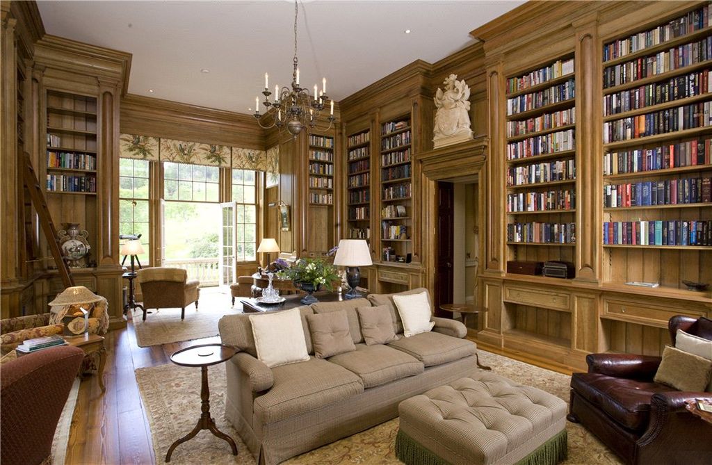 Traditional Library with Built-in bookshelf & High ceiling | Zillow ...