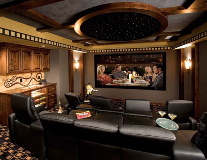 Art Deco Home Theater with Box ceiling & Carpet | Zillow Digs | Zillow