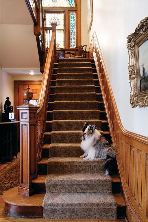 Craftsman Staircase with Open armchair & Natural wood framing Zillow