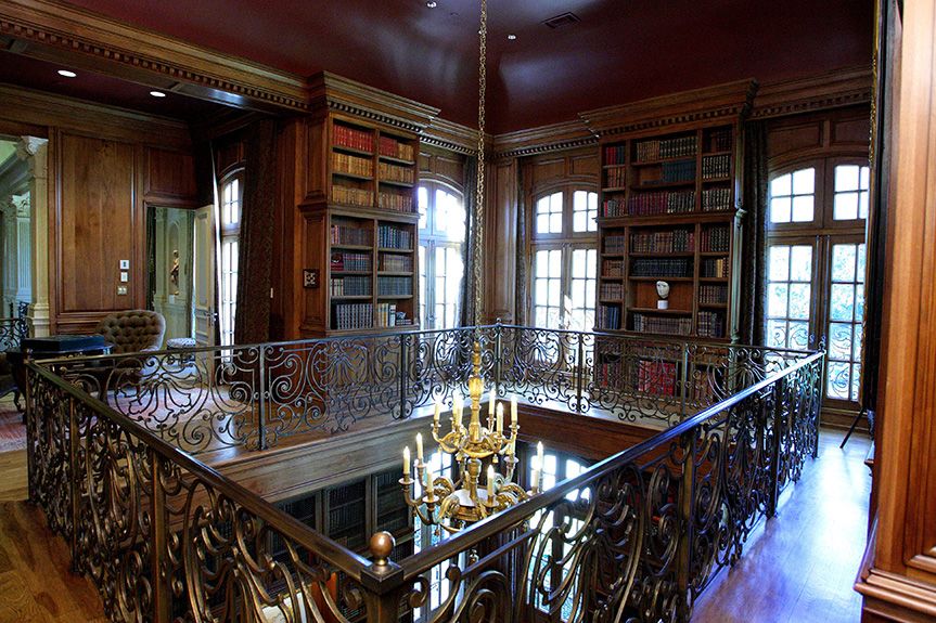 Traditional Library with Transom window & French doors | Zillow Digs