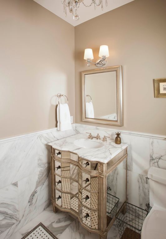 Art Deco Powder Room with Undermount Sink by Timeline Design | Zillow