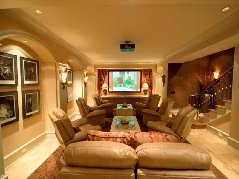 Contemporary Home Theater with Concrete floors & Wall sconce | Zillow ...