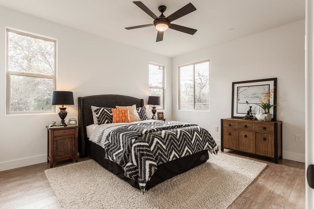 Guest Bedroom With Ceiling Fan Carpet In West Sacramento Ca Transitional Guest Bedroom With Hardwood Floors Carpet Ceiling Fan Flush Light High