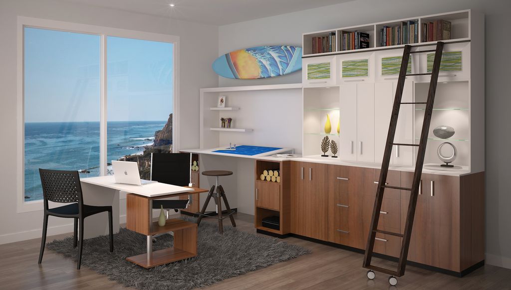 Contemporary Home Office With Hardwood Floors By Closet Factory Contemporary Home Office With Cozy Area Rug 5 X 8