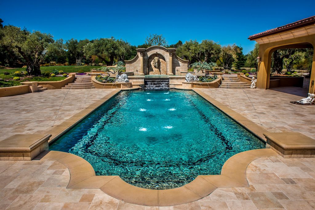 Pool Beds mediterranean swimming pool with fountain & raised beds | zillow Pool Beds mediterranean swimming pool with fountain & raised beds | zillow