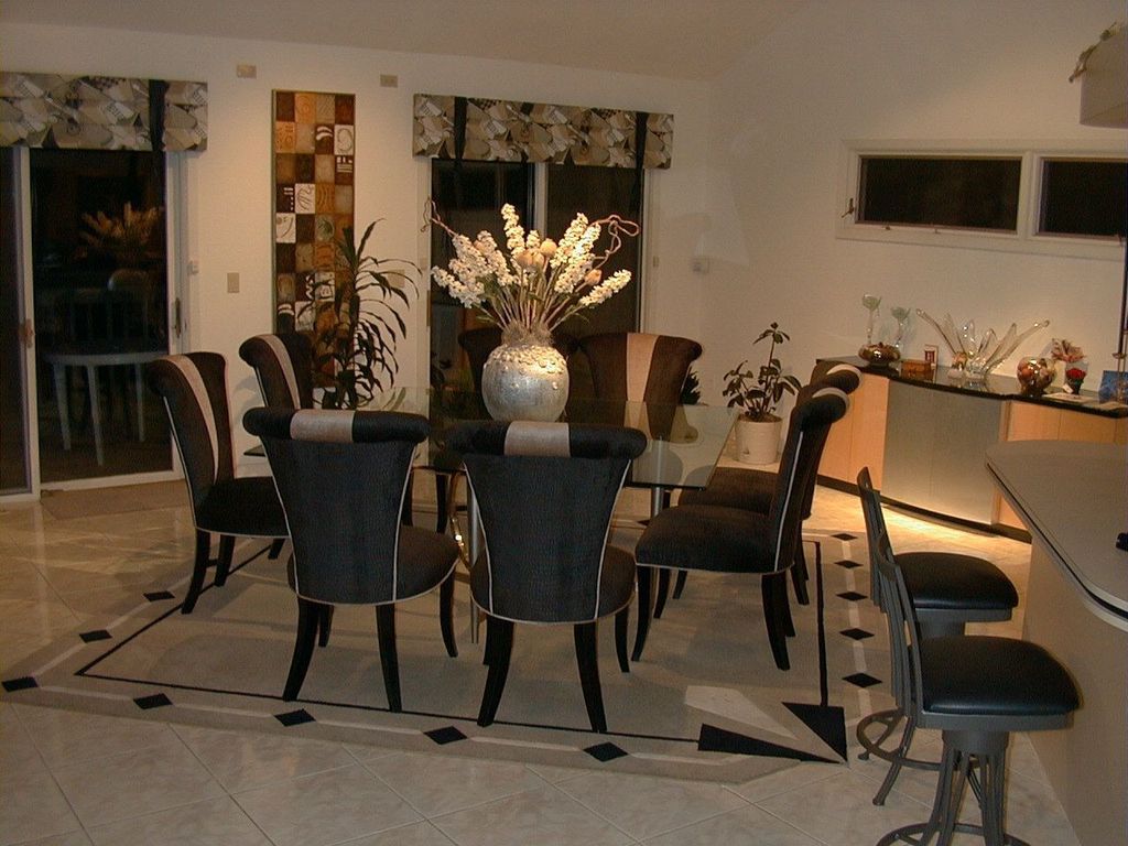 modern dining room with concrete tile & transom window in watchung modern dining room with concrete tile & transom window in watchung