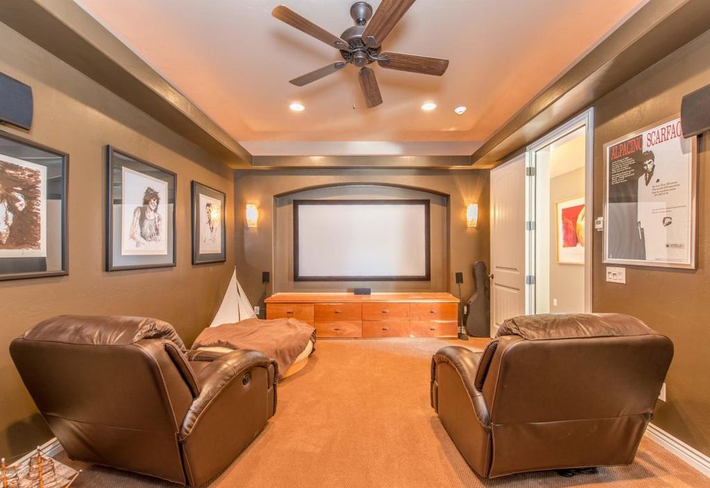 Traditional Home Theater with Built-in bookshelf & Carpet in Prescott ...