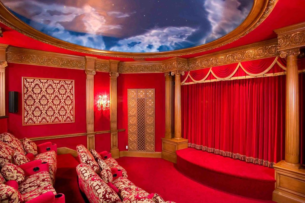 Eclectic Home Theater with Mural & Wall sconce in SOLANA BEACH, CA