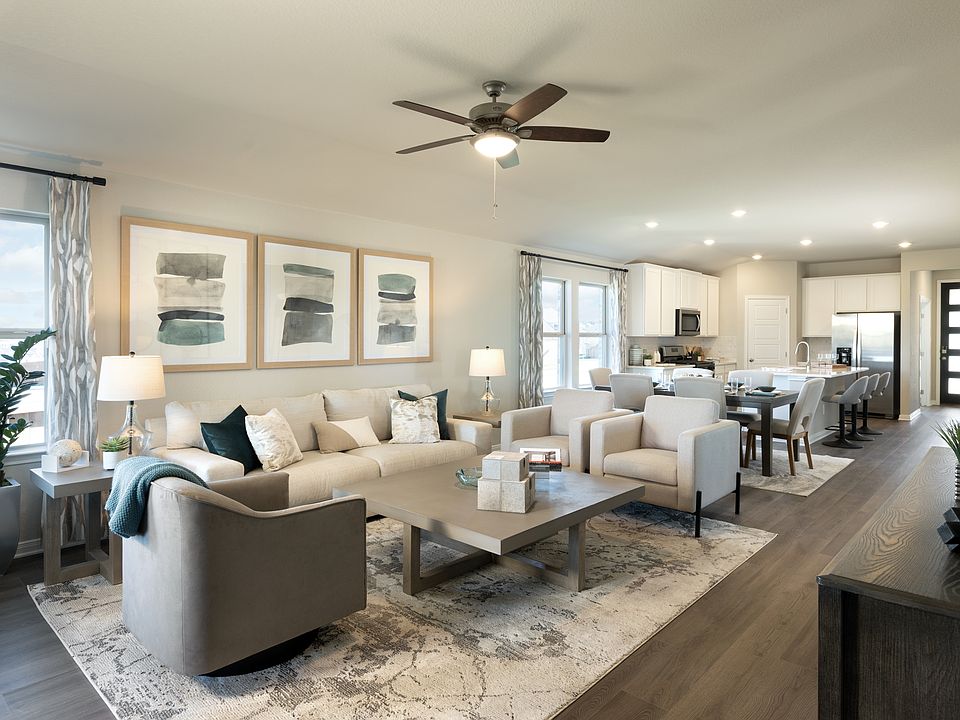 Living room in the Allen floorplan at a Meritage Homes community.