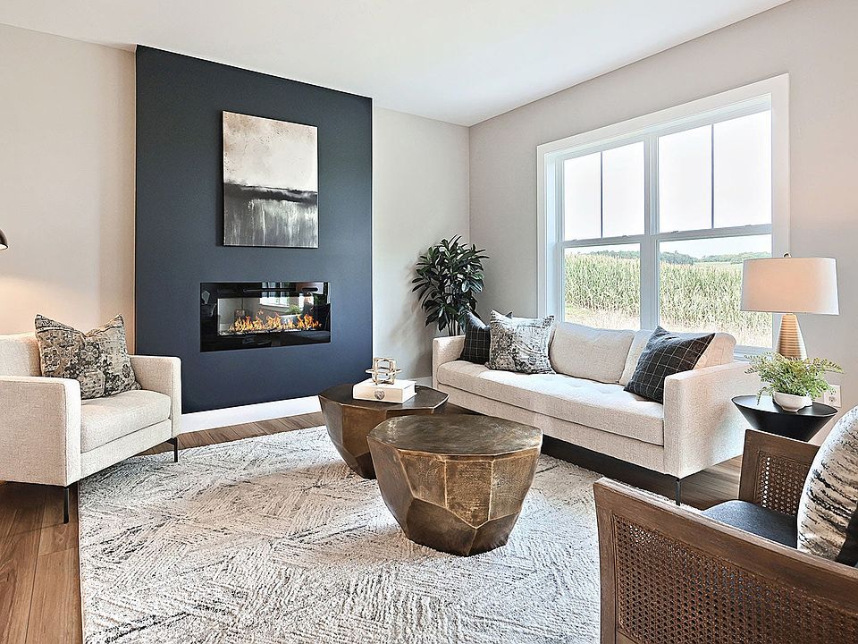 Living Room with Modern Fireplace in a Townhome in York PA